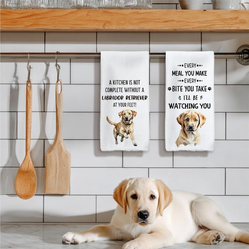 Tzhim Labrador Retriever Gifts Kitchen Towels Set of 2, Labrador Gifts, Labrador Retriever Decor Hand Towels, LabradorRetriever Dog Dishcloths Tea Dish Towels, Dog Kitchen Bathroom Decor, 16x24 Inch - Image 5